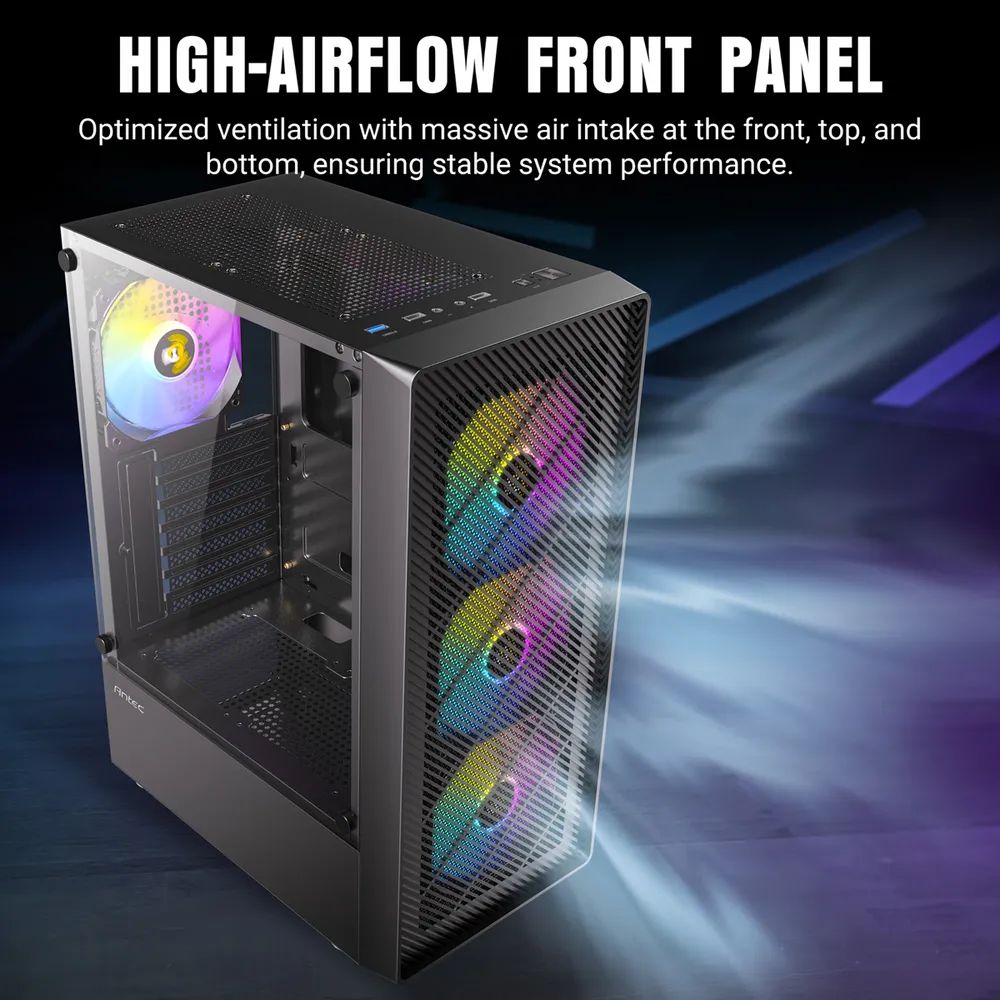 ANTEC AX26 RGB Elite PC Gehäuse Midi Tower Gaming ATX, schwarz