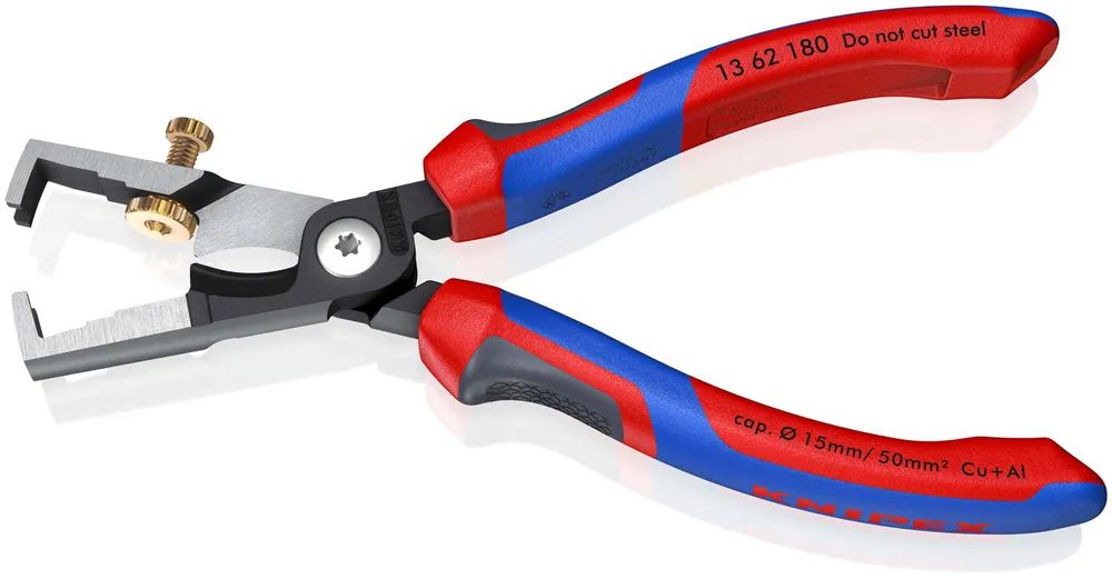 KNIPEX StriX® Abisolierzangen mit Kabelschere mit Comfort-Griffen schwarz atramentiert 180 mm