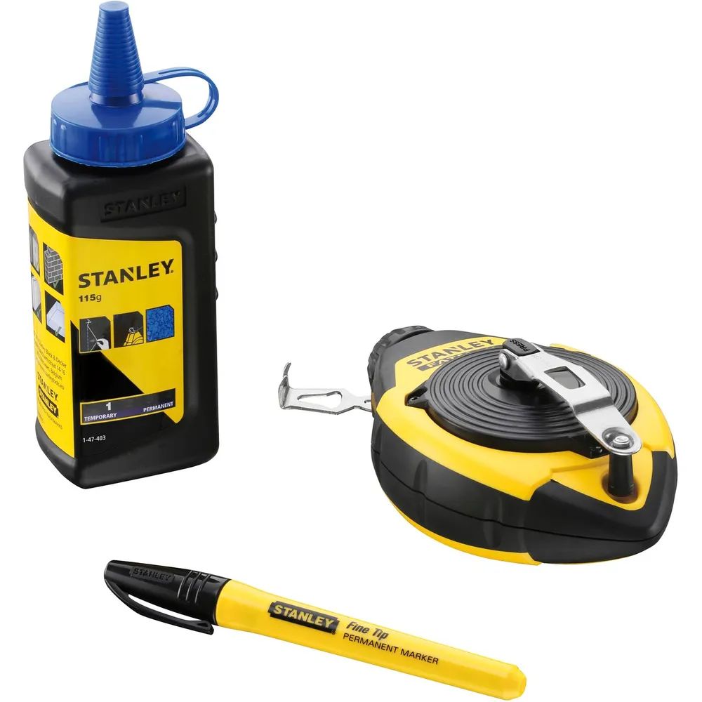 STANLEY Schlagschnur-Set Fatmax 30 m + Farbkreide und Permanent Marker