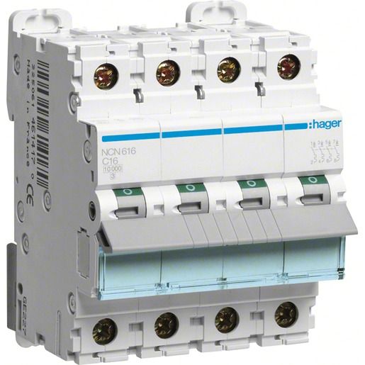 Hager LS-SCHALTER 3P+N 16A-C 10KA / HAGER NC 616 NCN616
