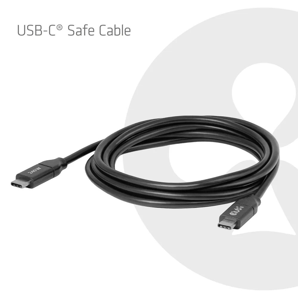 Club 3D USB-C® Safe Kabel 240W ohne Daten 2 m