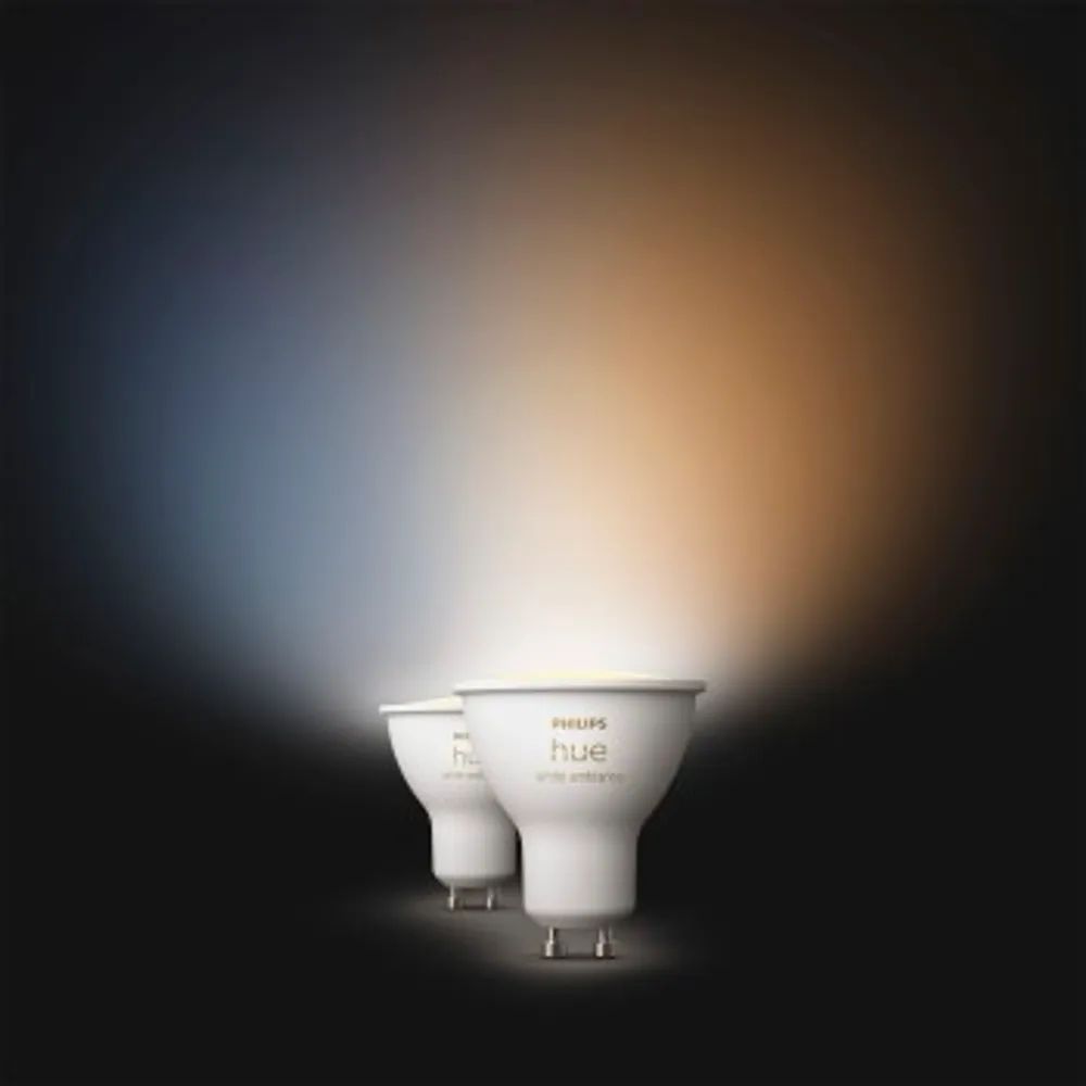Philips Hue White ambiance - LED-Spot-Glühbirne - GU10 - 4.2 W - Klasse E - warmweißes bis kaltweißes Licht - 2200-6500 K (Packung mit 2)
