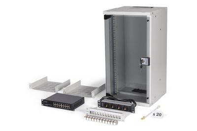 DIGITUS Netzwerk-Set SOHO PRO, 254 mm (10") - 12HE, 315 x 300 mm (B x T)