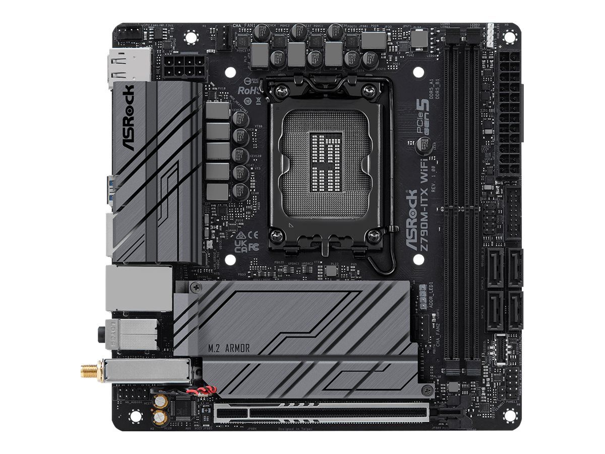 ASRock Z790M-ITX WiFi - Motherboard - Mini-ITX - LGA1700-Sockel - Z790 Chipsatz - Bluetooth, 2.5 Gigabit LAN, Wi-Fi 6, Gigabit LAN - Onboard-Grafik (CPU erforderlich)