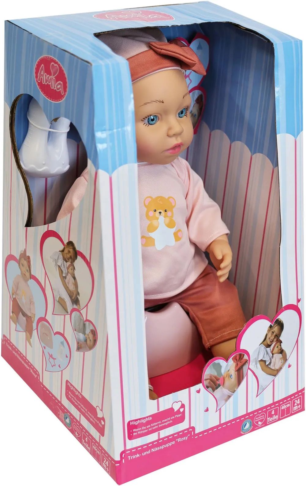 VEDES Großhandel GmbH - Ware AM Trink-u.Näßpuppe''Rosy'',40cm,m.Zubehör