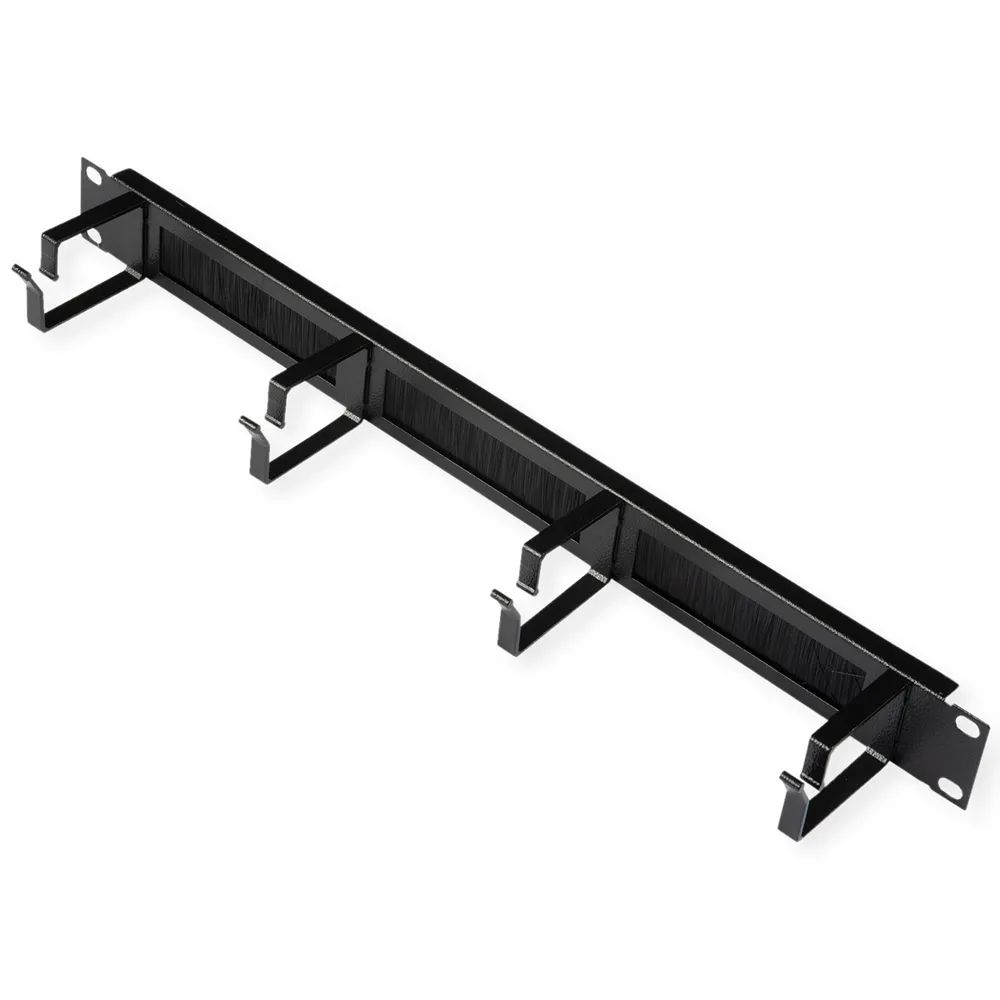 ROLINE Patch Panel - 44 x 60 mm, mit Bürstenstreifen - RAL 9005, Jet Black - 1U - 48.3 cm (19")
