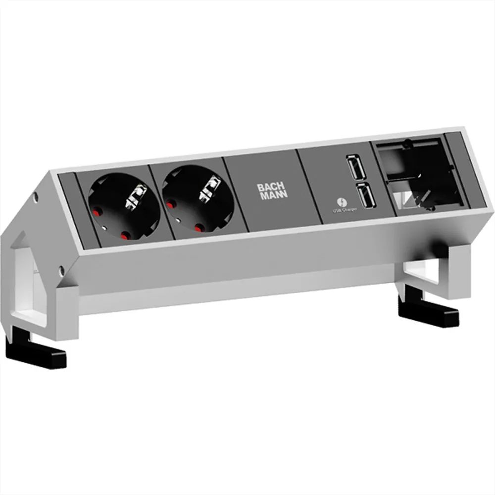 BACHMANN DESK2 2x Schutzkontakt 1x USB-Charger 1x ABD GST18, weiß