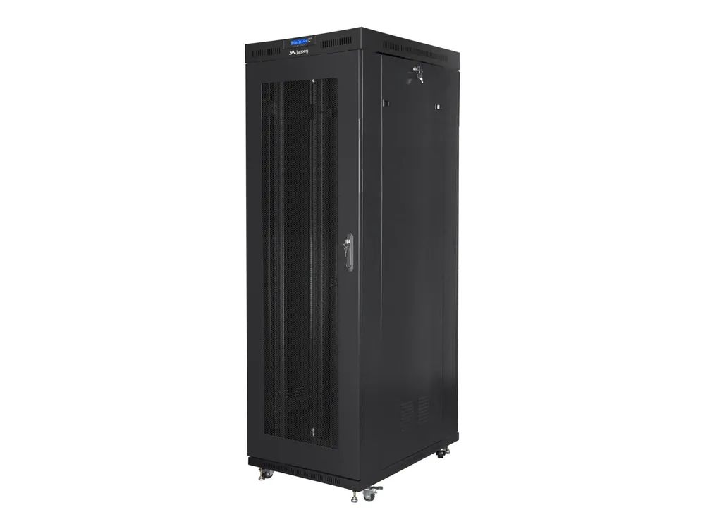 Lanberg Schrank Netzwerkschrank - mit Display, 4 Lüfter - Schwarz, RAL 9004 - 37U - 48.3 cm (19")