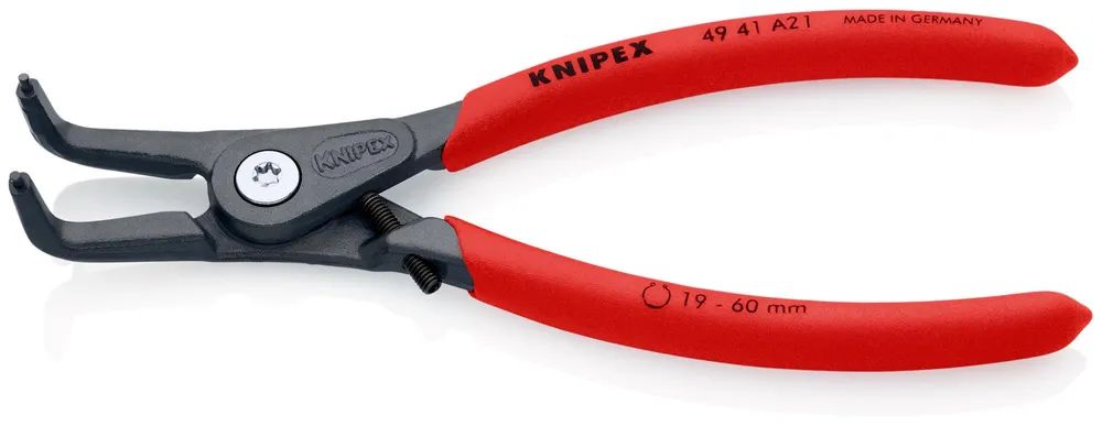 KNIPEX Präzisions-Sicherungsringzange für Außenringe auf Wellen mit rutschhemmendem Kunststoff überzogen grau atramentiert 165 mm