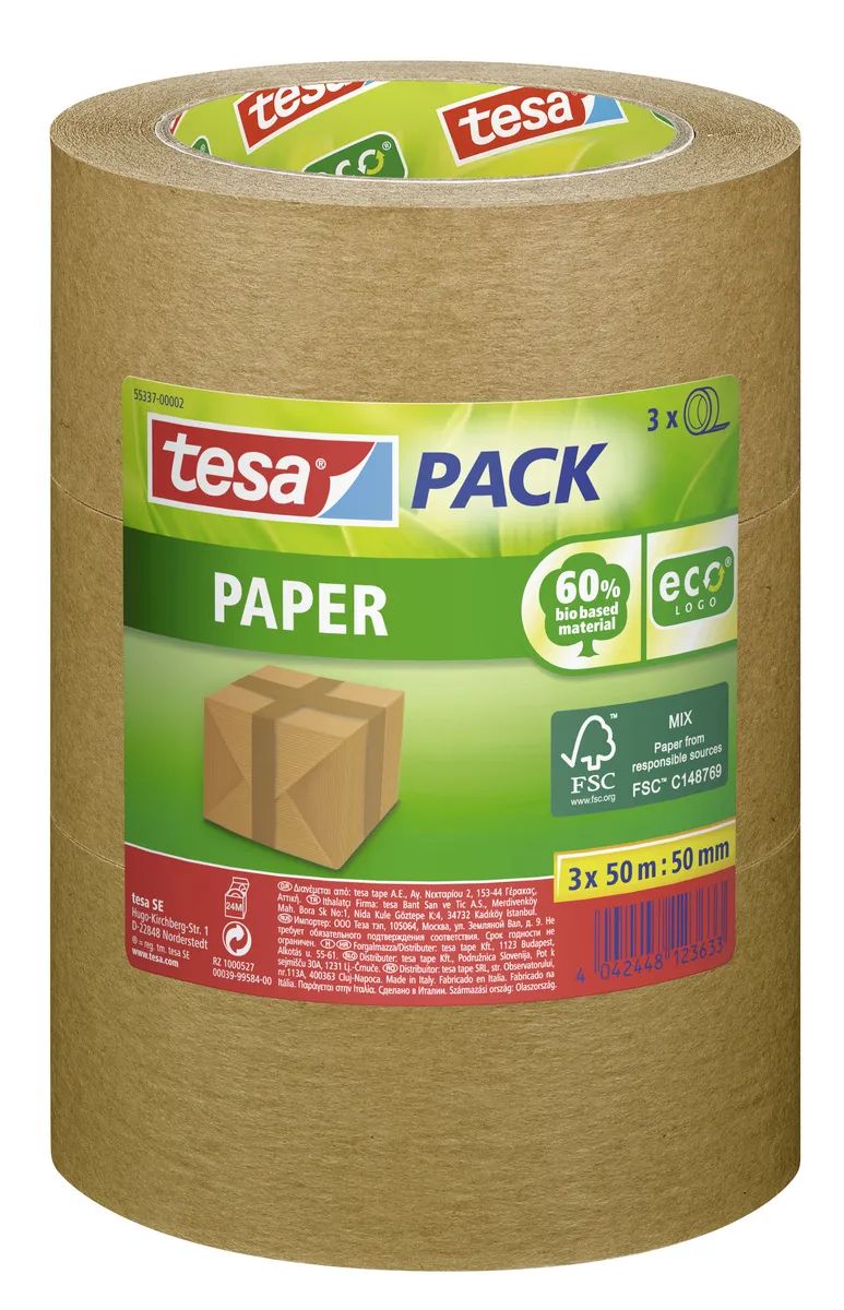 tesa® Tesapack Paper FSC – umweltfreundliches Papier-Paketband – nachhaltig
