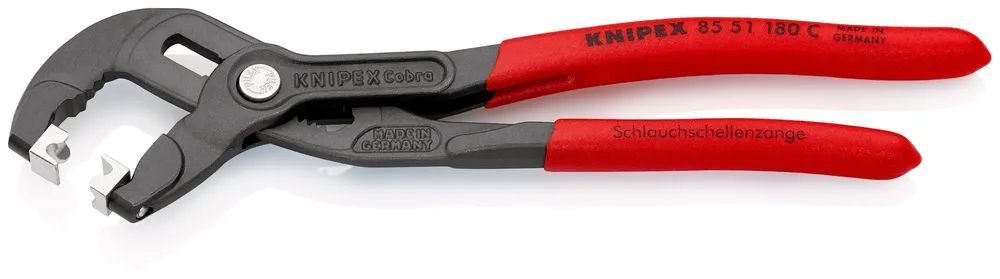 KNIPEX Schlauchschellenzange für Click-Schellen mit rutschhemmendem Kunststoff überzogen grau atramentiert 180 mm