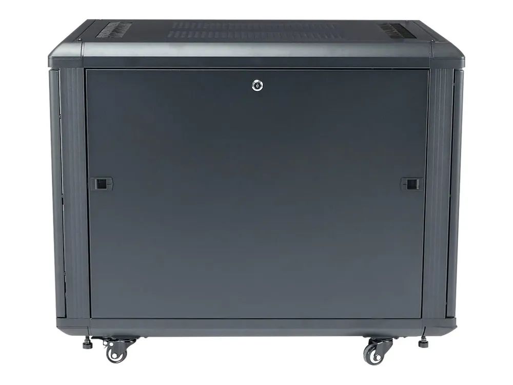 StarTech.com RK1236BKF Serverschrank (12HE, 73,7 cm tief, bis max. 800 Kg belastbar, mit Rollen, Tür mit Fenster und Schloss) - Schrank Netzwerkschrank - Schwarz - 12U - 91.4 cm (36")