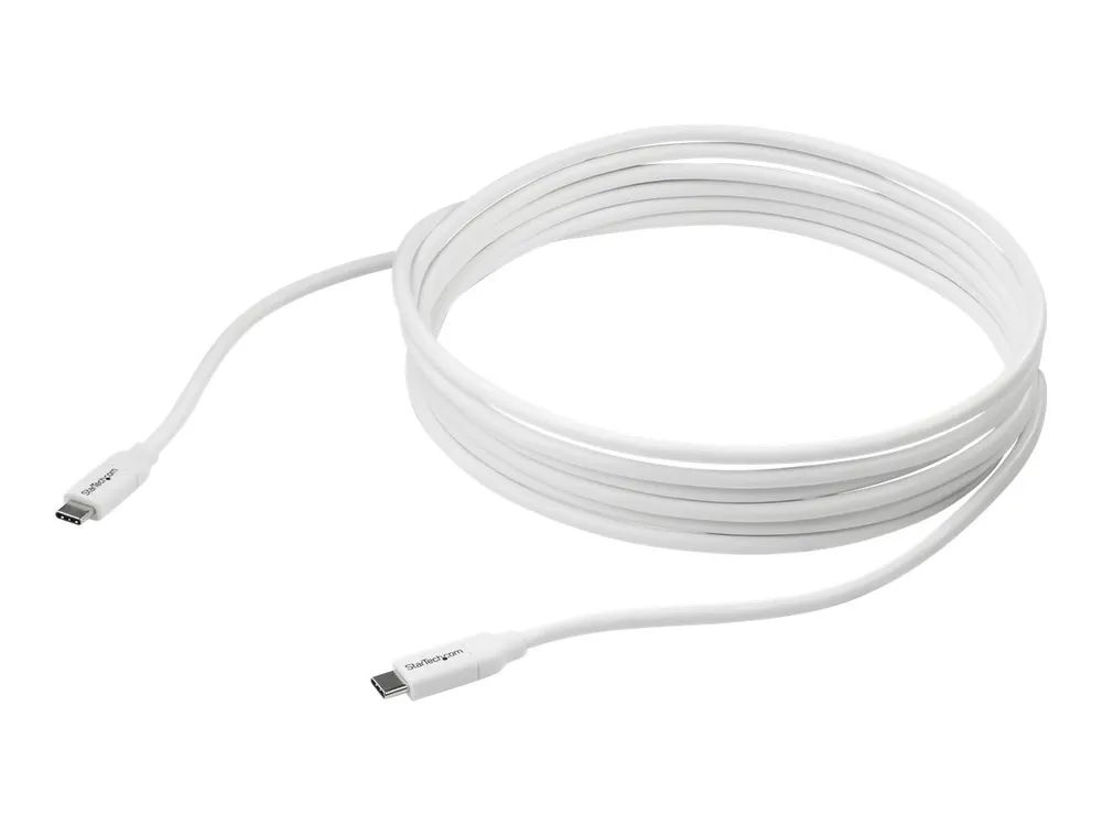 StarTech.com USB-C auf USB-C Kabel mit 5A Power Delivery - 4m - Weiss - ST/ST - USB 2.0 - USB-IF zertifiziert - USB Typ C Kabel - USB-Kabel - 24 pin USB-C (M)