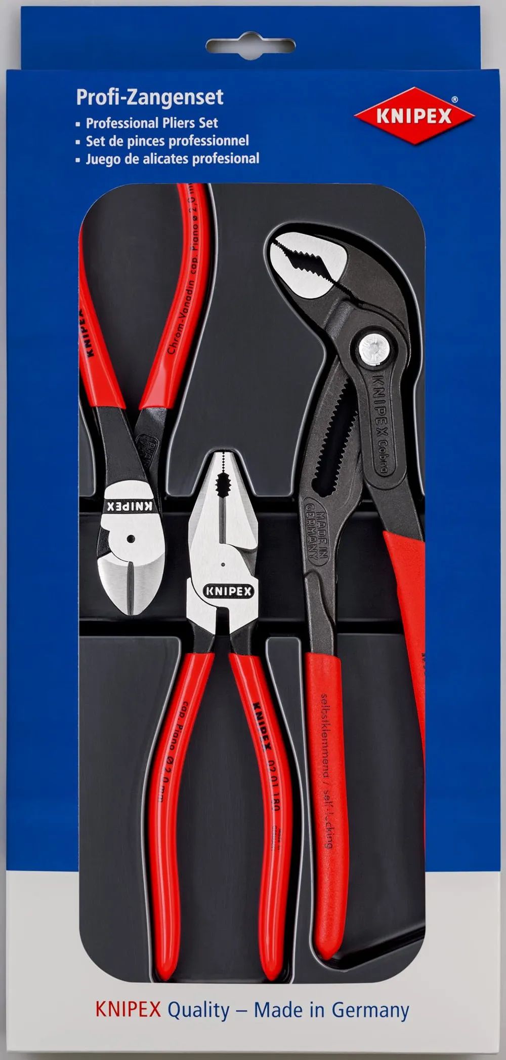 KNIPEX Kraft-Paket 1x 02 01 180, 1x 87 01 250, 1x 74 01 160