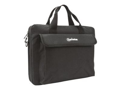 Manhattan London Laptop Bag 14.1", Top Loader, Black, LOW COST, Accessories Pocket, Shoulder Strap (removable)