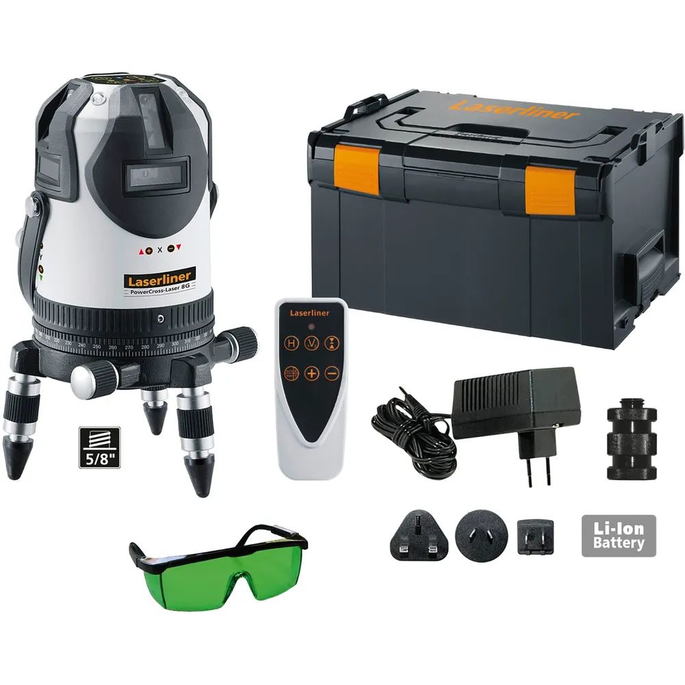 LASERLINER Kreuzlinienlaser grün PowerCross 8G 3,7 Volt / 1,7 Ah Li-Ion