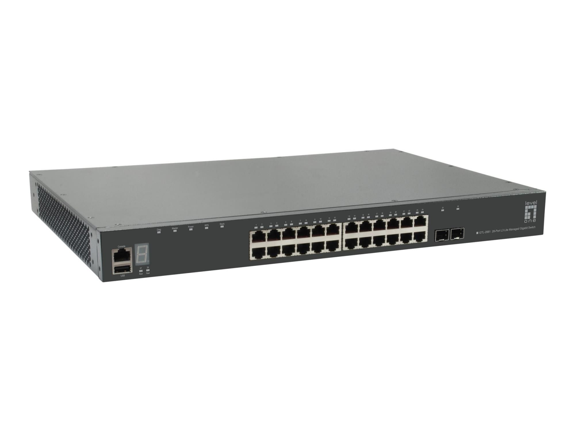 LevelOne GTL-2881 - Switch - L3 Lite - managed - 24 x 10/100/1000 + 2 x 10 Gigabit SFP+ (Uplink)
