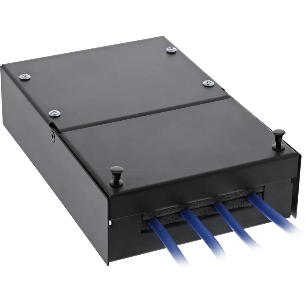 InLine Anschlussdose Aufputz für 4x Keystone RJ45 Buchse - Metall - schwarz