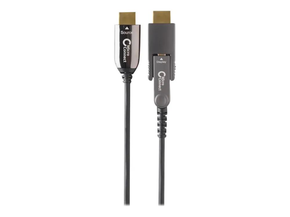 MicroConnect Premium - HDMI-Kabel mit Ethernet - HDMI männlich zu 19 pin micro HDMI Type D männlich - 20 m - Hybrid Kupfer/Kohlefaser - Schwarz - 1080p-Unterstützung, HAOC-Kabel (Hybrid Active Optical Cable)