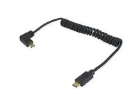 Equip USB 2.0 C auf C 90° abgewinkeltes Spiralkabel - Stecker/Stecker - 1 m - 1 m - USB C - USB C - USB 2.0 - 0,48 Gbit/s - Schwarz