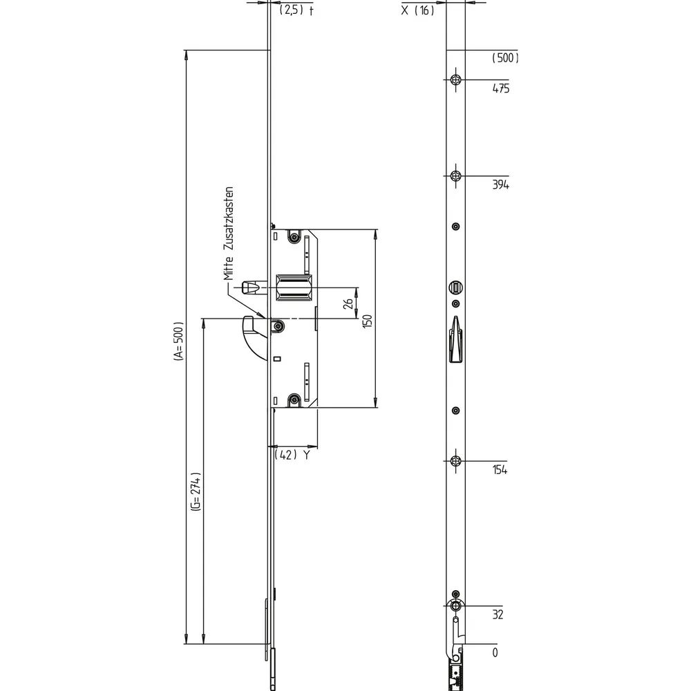 KFV Verlängerung BV1600, Falz 16 mm, Stahl verzinkt