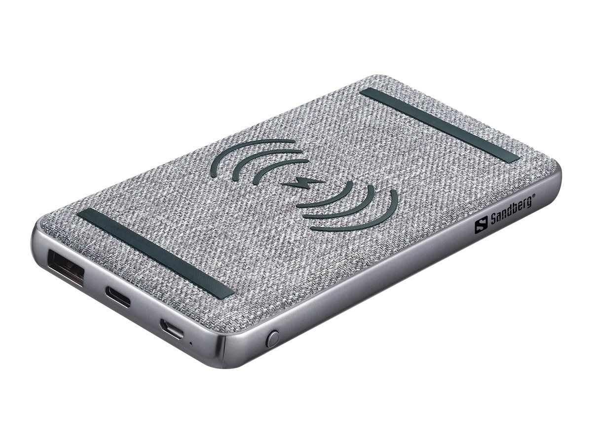 SANDBERG Induktive Power Bank - Li-Pol - 10000 mAh - 37 Wh - 3 A - PD, QC 3.0 - 2 Ausgabeanschlussstellen (24 pin USB-C, USB)