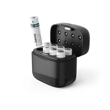 Hama Akku-Ladegerät mit 8x AA Li-Ion-Akku, 2000 mAH, Einzelschacht-Ladung, USB-C