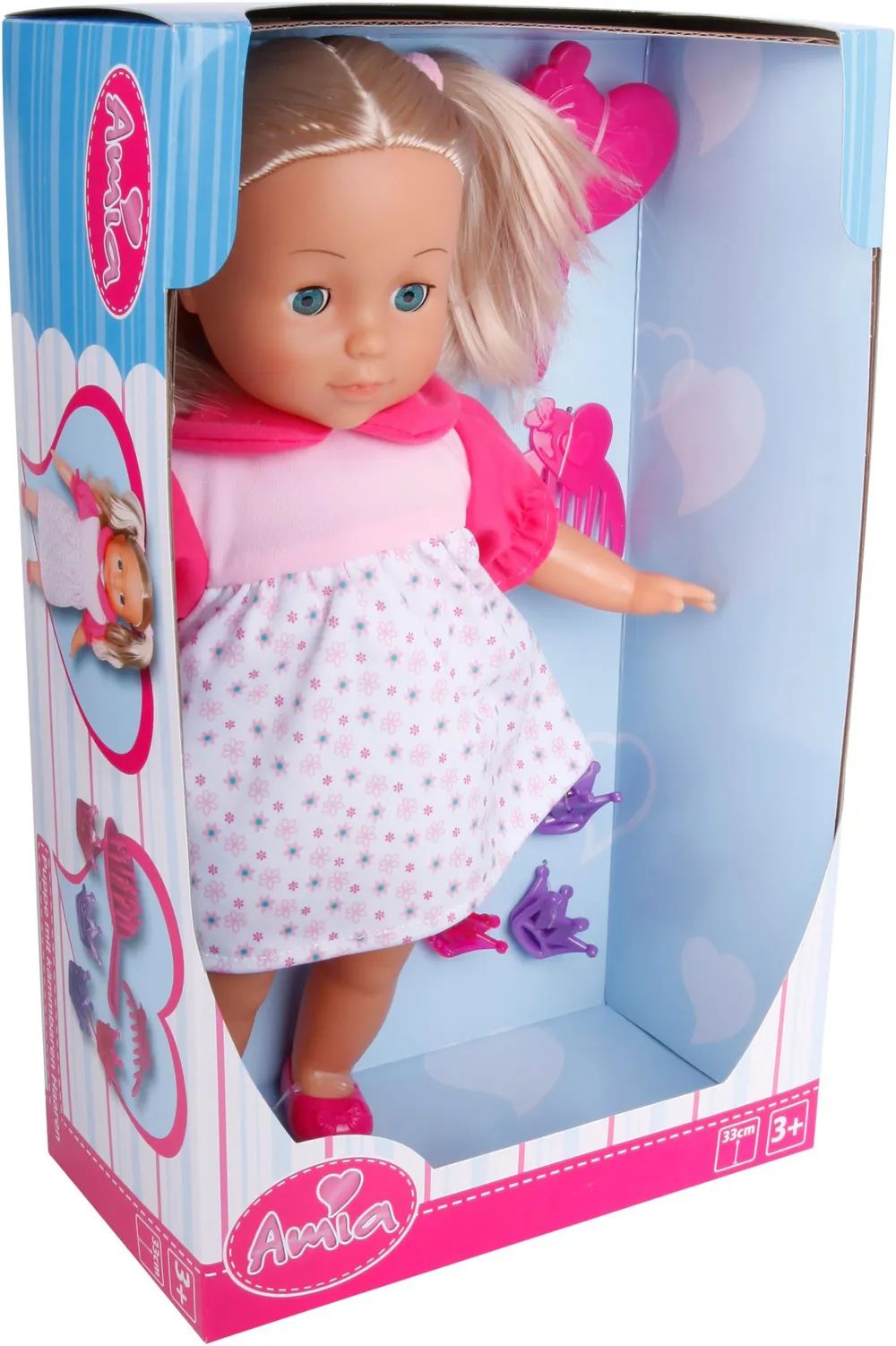 VEDES Großhandel GmbH - Ware AM Puppe mit Haar, 33cm, inkl. Zubehör