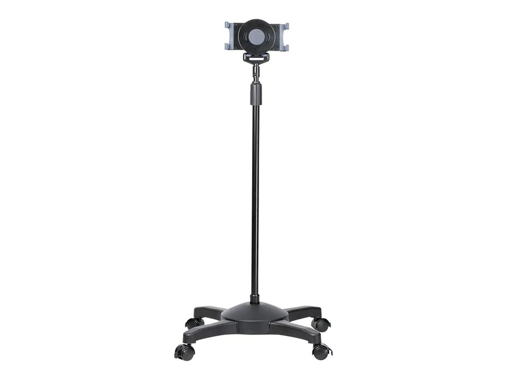 StarTech.com Mobiler Tablet Ständer mit Bremsrollen - Höhenverstellbar - Schwenkbares Ergonomischer Universeller Bodenständer mit Rollen für iPad/Tablets 7-11 Zoll - Trennbarer Halter (STNDTBLTMOB)