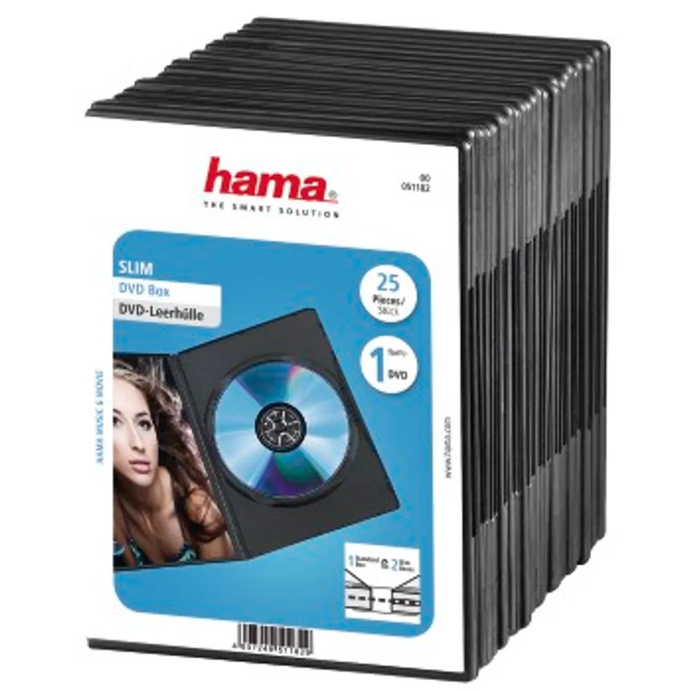 Hama DVD-Leerhülle Slim, 25er-Pack, Schwarz