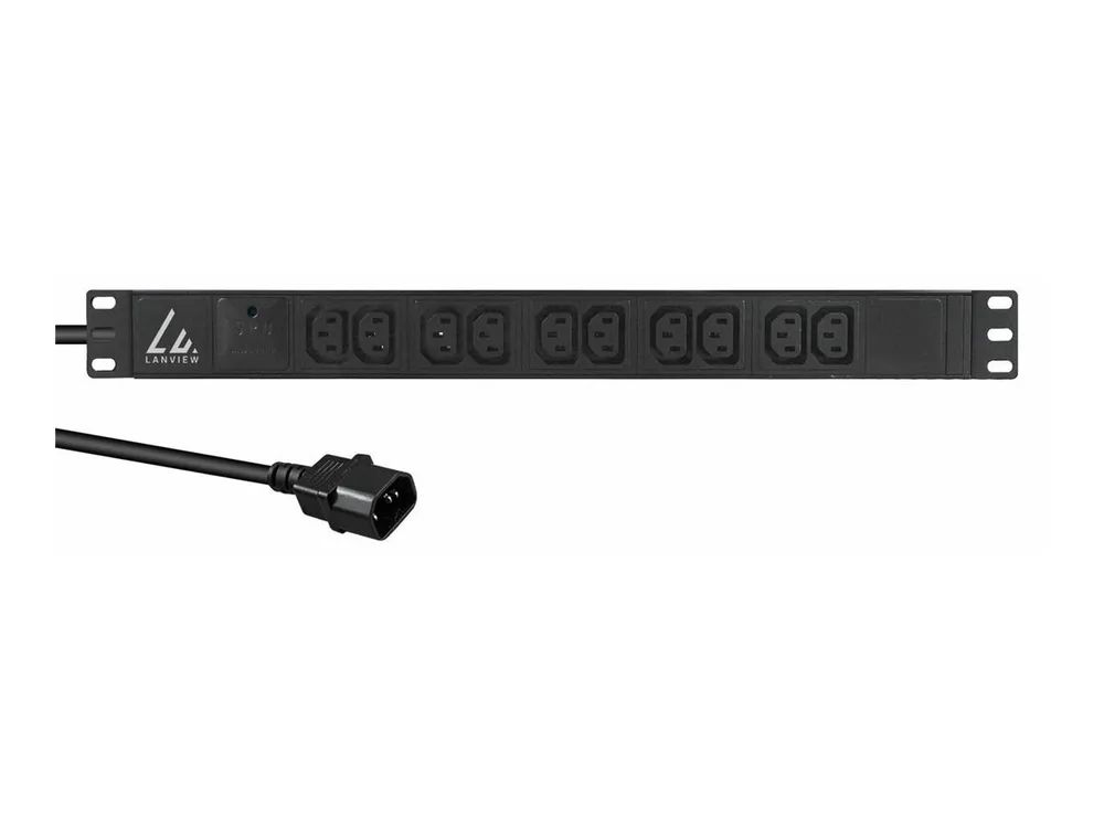 Lanview Steckdosenleiste (Rack - einbaufähig) - 13A - Wechselstrom 230 V - 1-phasig - Eingabe, Eingang IEC 60320 C14 - Ausgangsanschlüsse: 10 (power IEC 60320 C13)