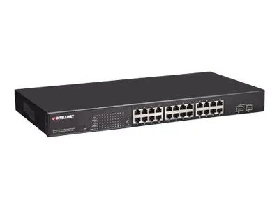 IC Intracom Intellinet 24-Port Gigabit Ethernet PoE+ Web-Managed Switch with 2 SFP Ports, 24 x PoE ports, IEEE 802.3at/af Power over Ethernet (PoE+/PoE)