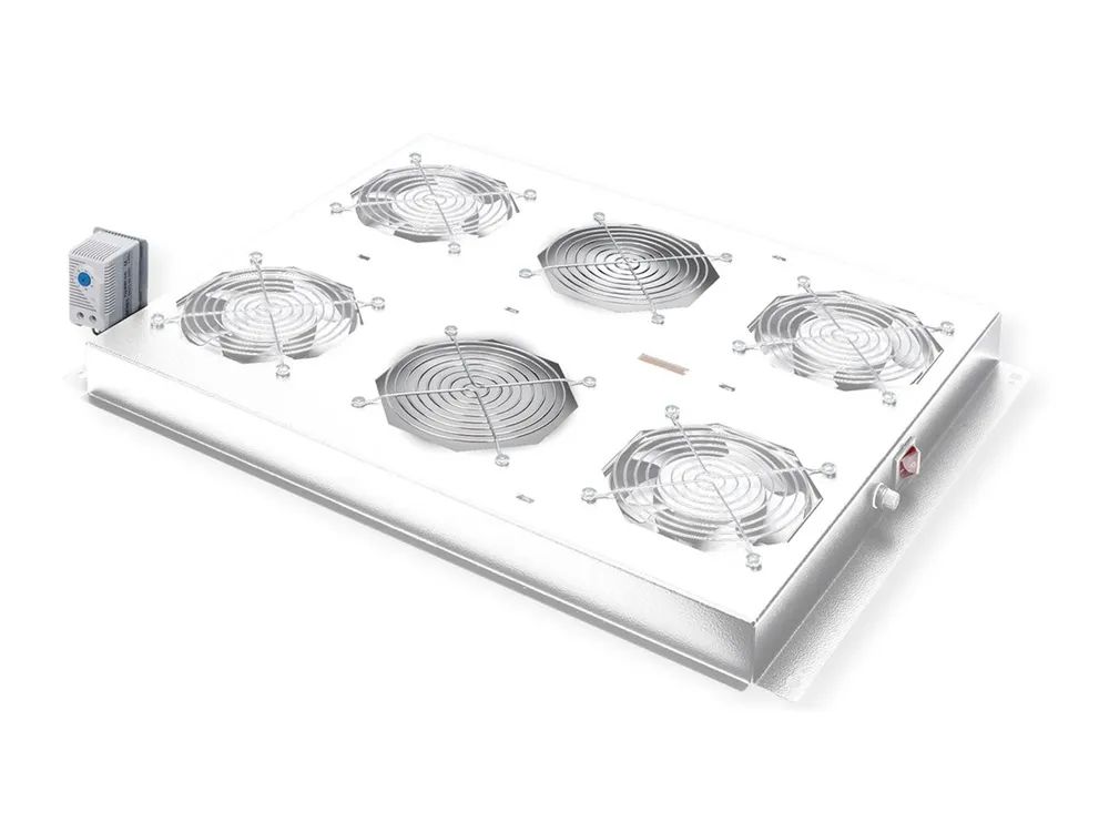 ROLINE Rack-Lüfter - 4 Ventilatoren, mit Thermostat - auf Dach montierbar - Hellgrau, RAL 7035 - 48.3 cm (19")