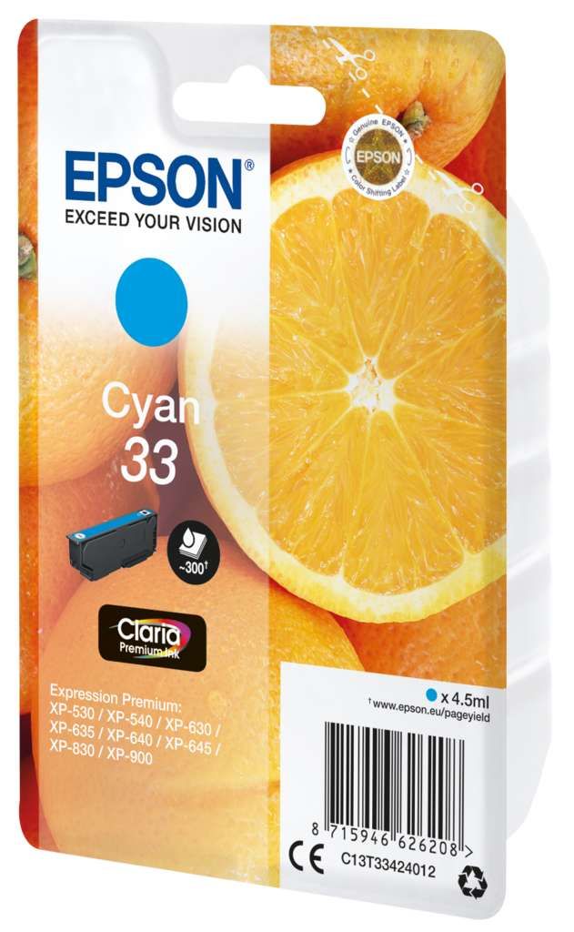Epson 33 Tinte Orange Single, Standard, cyan