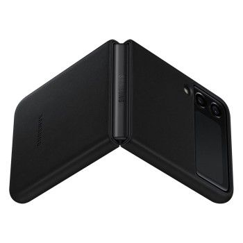 Samsung Leather Cover "EF-VF711" für Galaxy Z Flip3 5G, Schwarz