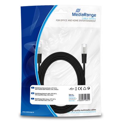MediaRange Network Cable UTP CAT6 RJ45/RJ45 5m black