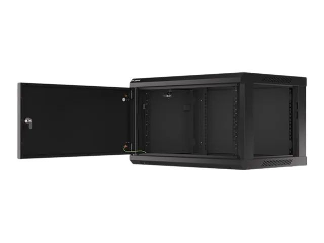Lanberg WF01-6406-00B - Schrank Netzwerkschrank - geeignet für Wandmontage - Schwarz, RAL 9004 - 6U - 48.3 cm (19")