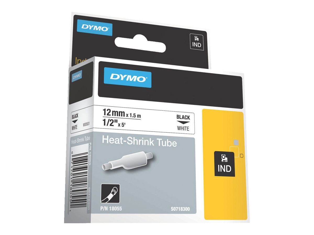 Dymo RhinoPRO Heat shrink tubing - Polyolefin - Schwarz auf Weiß - Rolle (1,3 cm x 1,5 m)