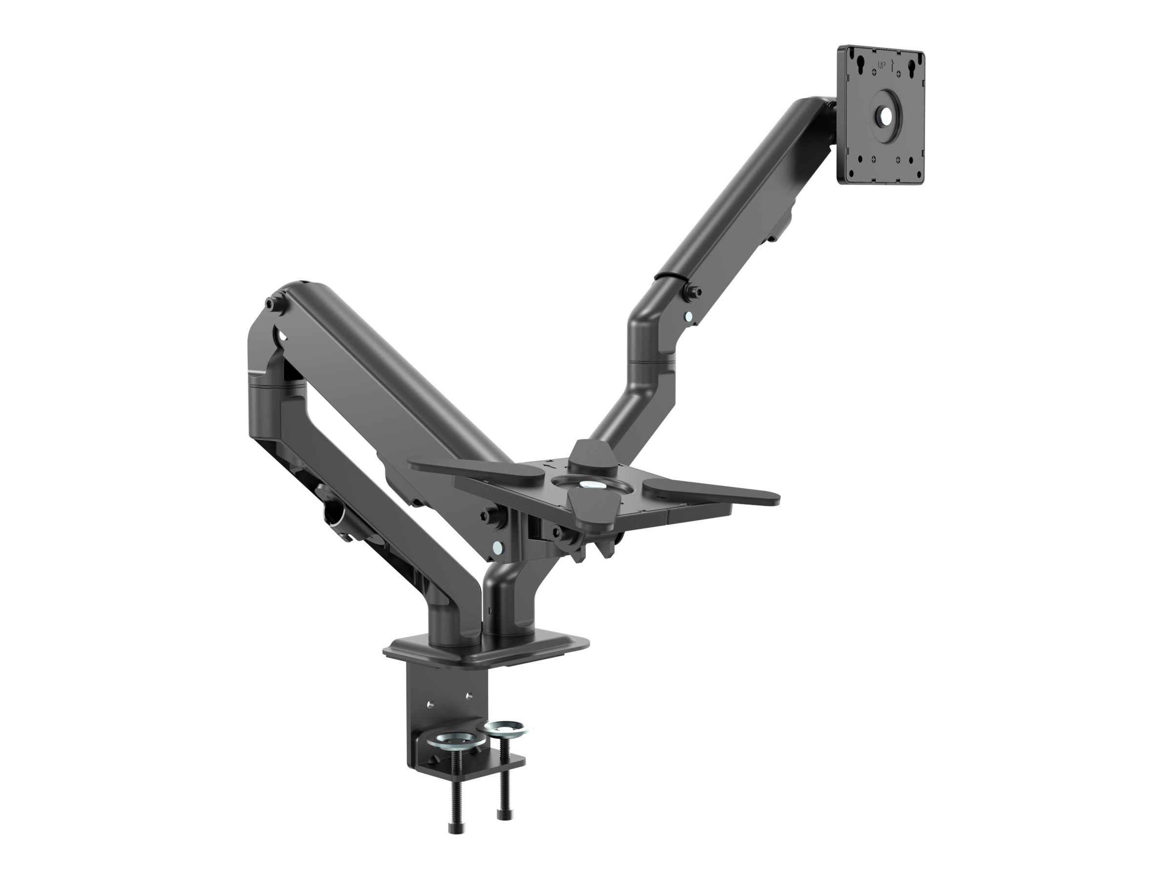Vision VFM-DAD/4 - Befestigungskit - einstellbarer Arm - für 2 LCD-Displays oder LCD-Display und Notebook/Tablet - Aluminium, Stahl - mattschwarz - Bildschirmgröße: 43.2-68.6 cm (17"-27")