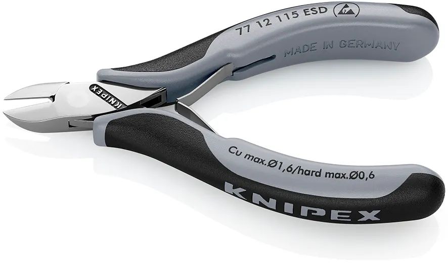 KNIPEX 77 12 115 ESD Elektronik-Seitenschneider ESD mit durchgestecktem Gelenk mit Mehrkomponenten-Hüllen 115 mm
