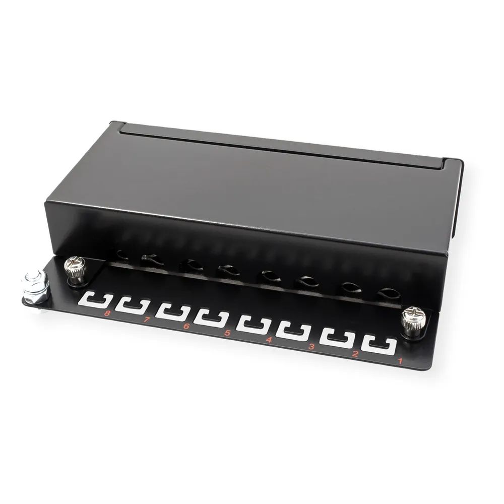 ROLINE Patchpanel, 8 Ports, Cat.5e (Class D), geschirmt, schwarz