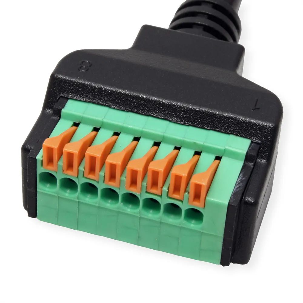 ROLINE Kabeladapter RJ45 Stecker zu Terminalblock, (Drucktasten), 30 cm