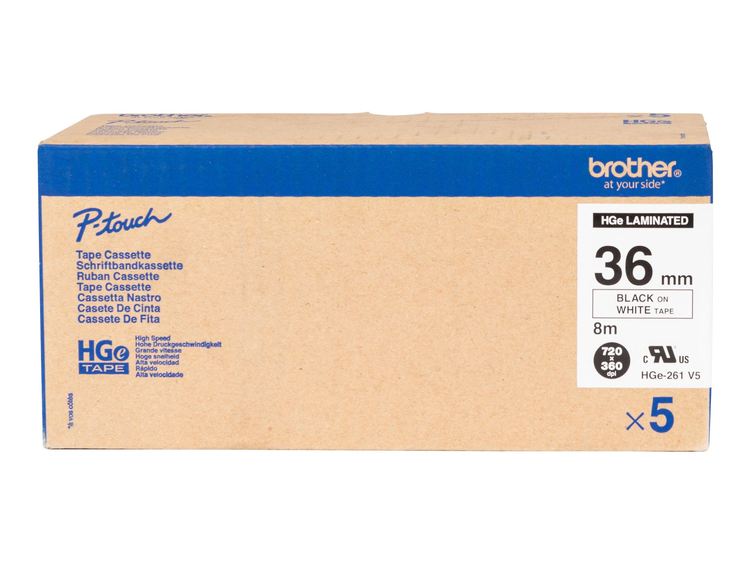 Brother HGE-261V5 - Schwarz auf Weiß - Rolle (3,6 cm x 8 m)