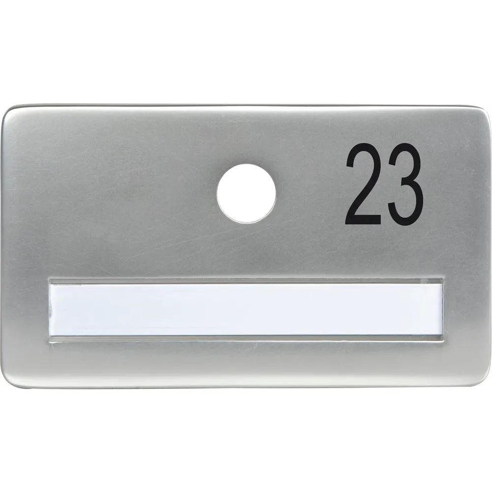 SOLIDO Namensschild ohne Spion, Bohrung ø 14, Alu silber eloxiert, Gravur Nr. 23