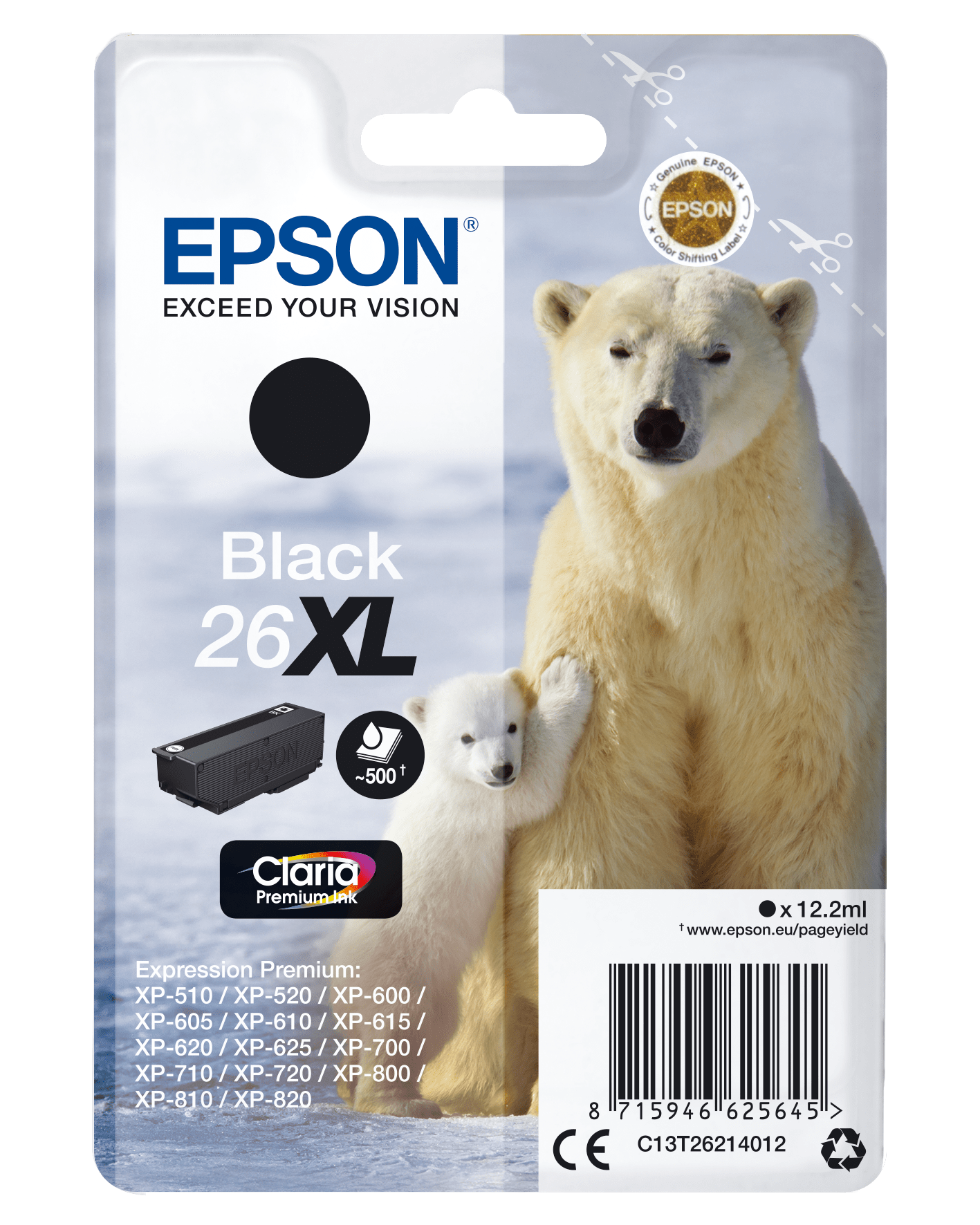 Epson 26 Tinte Eisbär Single, XL, schwarz