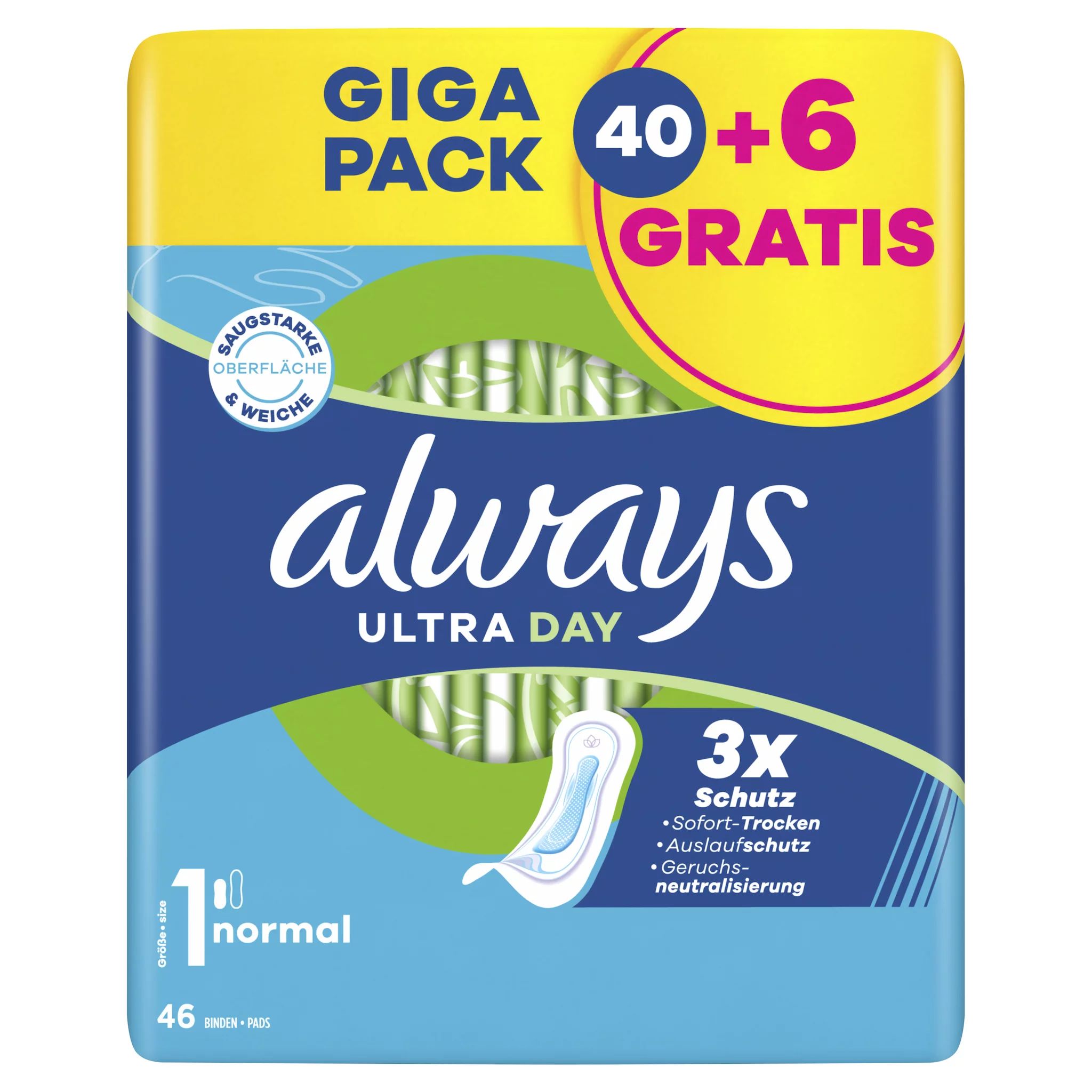 always Ultra Binde Normal Gigapack 40+6 GRATIS