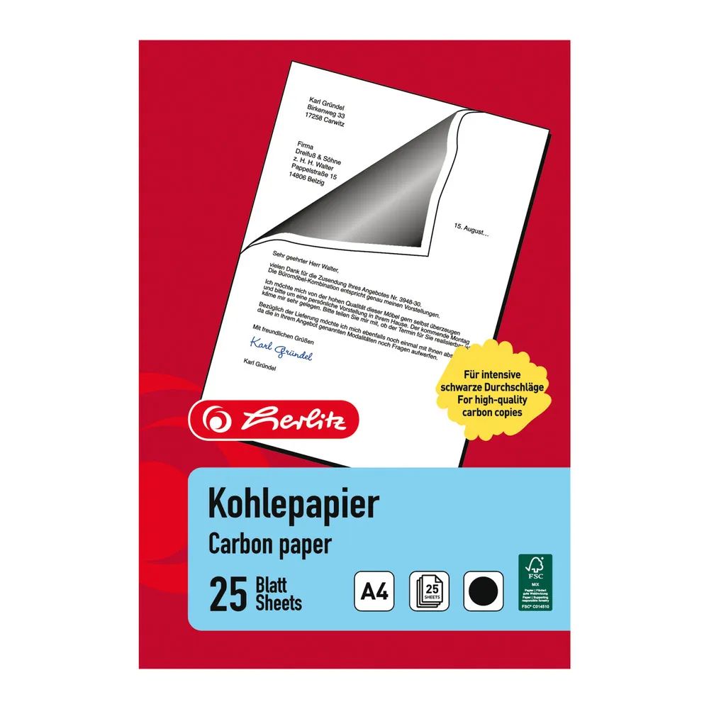 herlitz Kohlepapier A4 25 Blatt