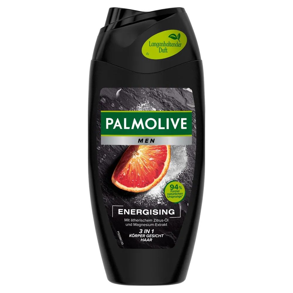Palmolive Men Energising 3-in-1 Duschgel 250ml - mit ätherischem Zitrus-Öl und Magnesium-Extrakt
