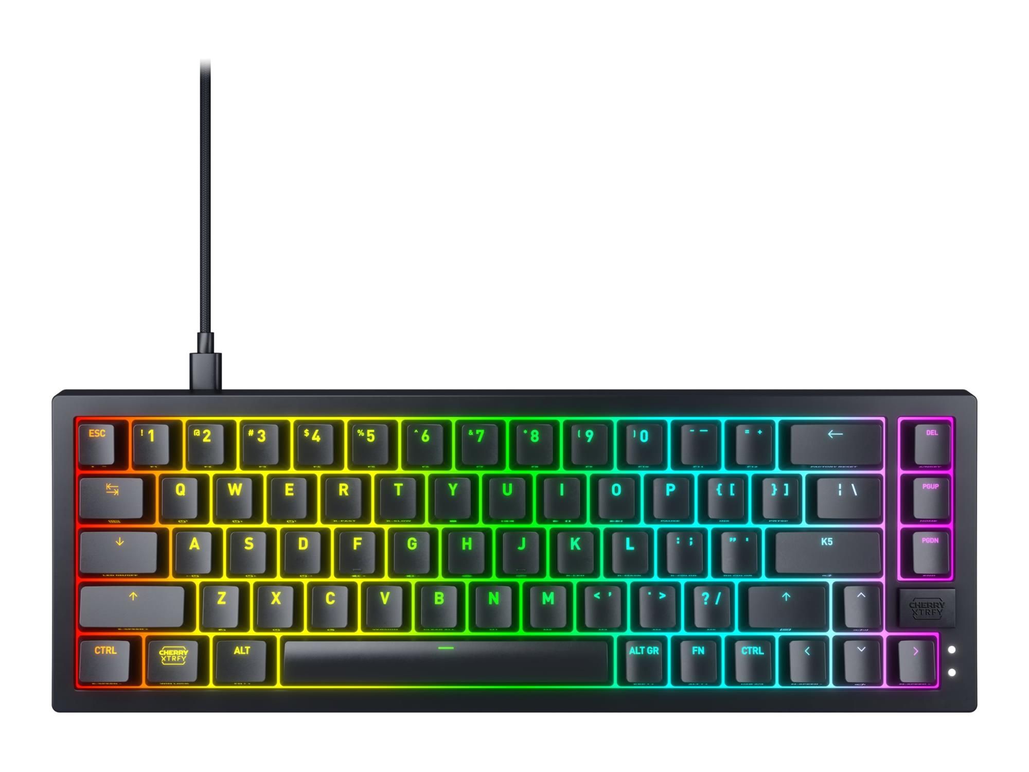 Xtrfy CHERRY XTRFY K5V2 - Tastatur - 65% - compact - hintergrundbeleuchtet - QWERTY - USA - Tastenschalter: CHERRY MX2A Red (austauschbar im laufenden Betrieb)