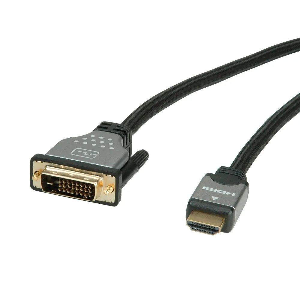 ROLINE Monitorkabel DVI (24+1) - HDMI, ST/ST, schwarz / silber, 5 m